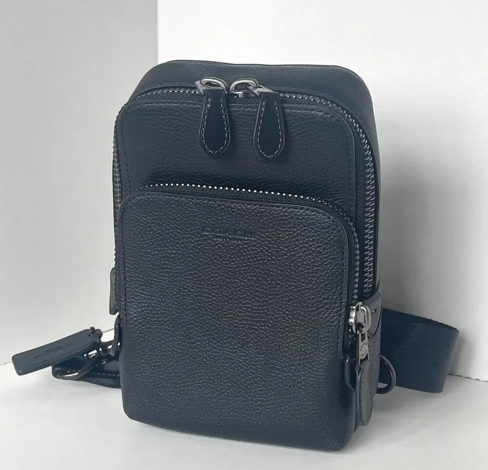 Coach Gotham Sling Pack 13 CR849 Black Leather Crossbody